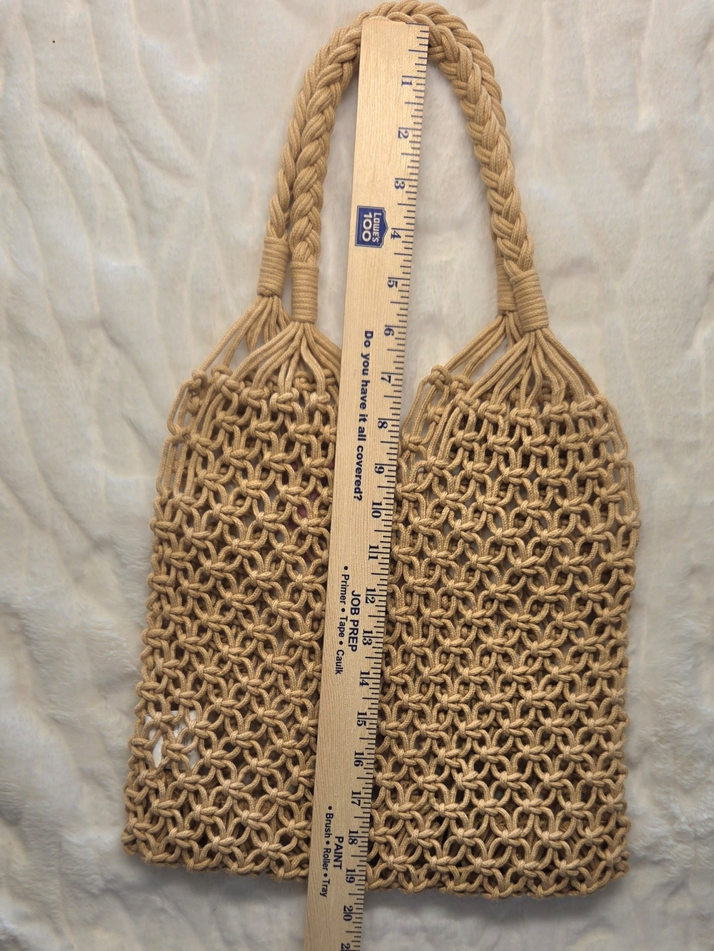 Boho Braided Macramé Tote in Tan - Picture 5 of 6